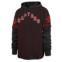 Sweat à capuche rayures doubles Toronto Raptors '47 noir pour homme