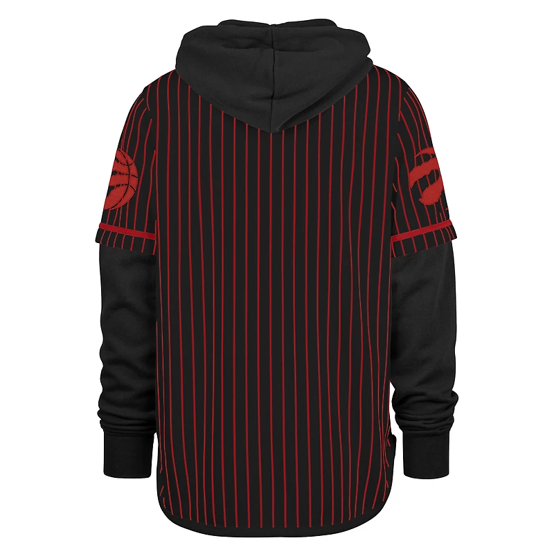 Sweat à capuche rayures doubles Toronto Raptors '47 noir pour homme