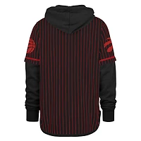 Sweat à capuche rayures doubles Toronto Raptors '47 noir pour homme