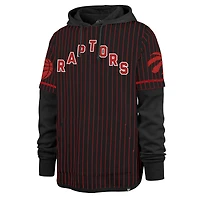 Sweat à capuche rayures doubles Toronto Raptors '47 noir pour homme