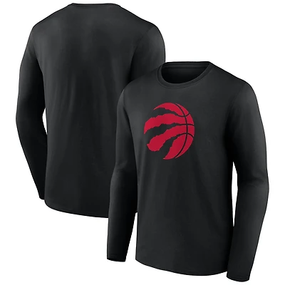 T-shirt à manches longues noir pour homme avec logo principal des Raptors de Toronto