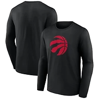 T-shirt à manches longues noir pour homme avec logo principal des Raptors de Toronto