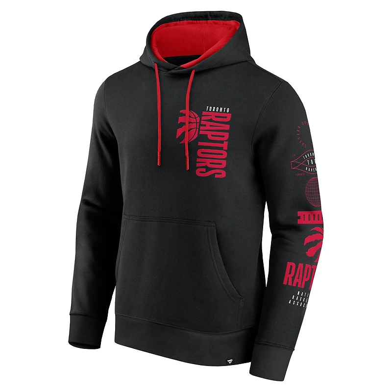Men's Fanatics Black Toronto Raptors Game Time Crossover Pullover Hoodie