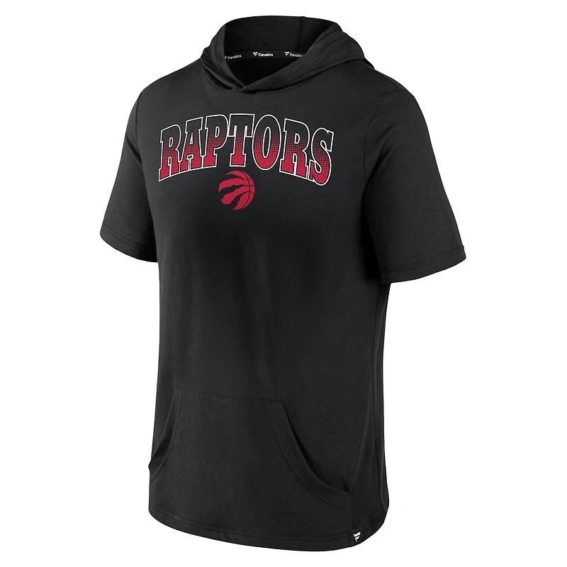 Men's Fanatics Black Toronto Raptors Logo Shot - Short Sleeve Pullover Hoodie