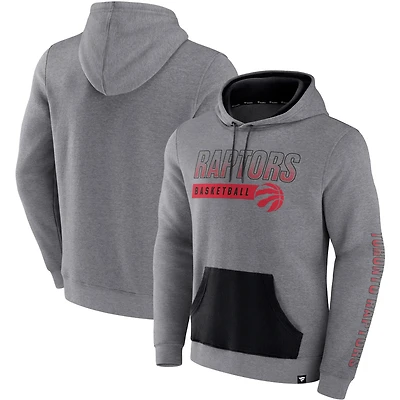 Men's Fanatics Heathered Gray Toronto Raptors Off the Bench Colorblock - Pullover Hoodie