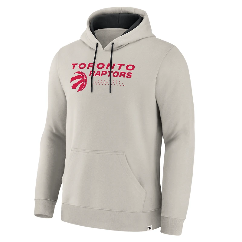 Men's Fanatics Off White Toronto Raptors Crossover Collection Blocked Shot Premium Pullover Hoodie