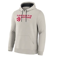 Men's Fanatics Off White Toronto Raptors Crossover Collection Blocked Shot Premium Pullover Hoodie