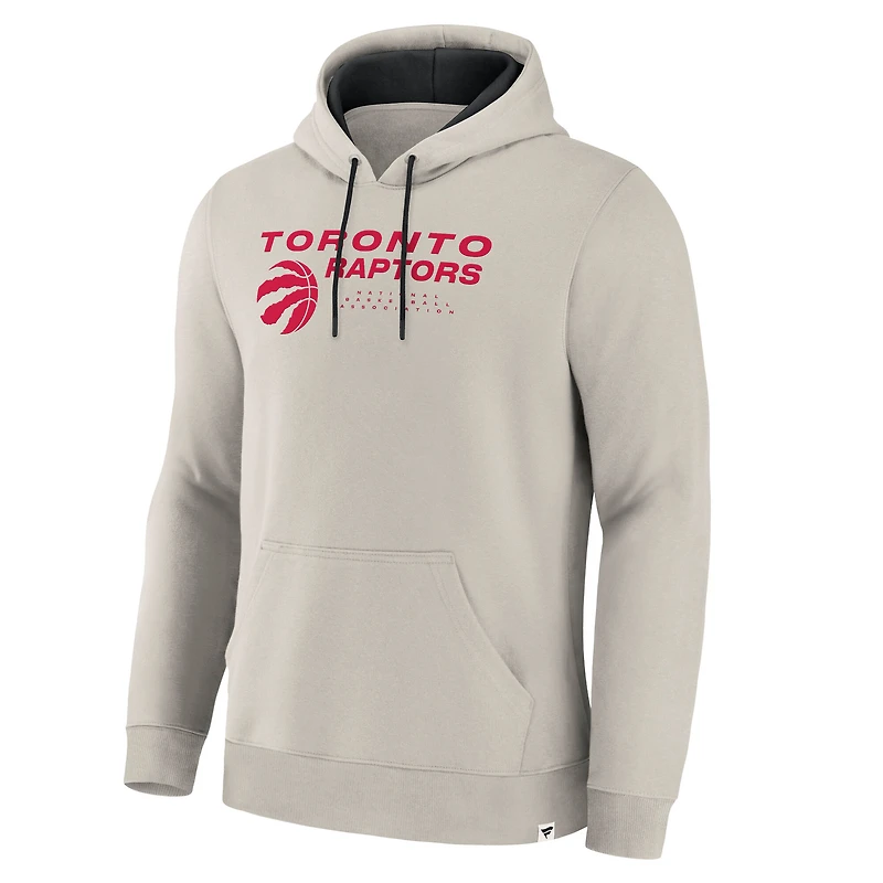 Men's Fanatics Off White Toronto Raptors Crossover Collection Blocked Shot Premium Pullover Hoodie