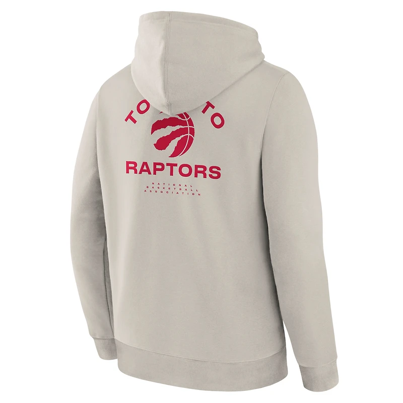 Men's Fanatics Off White Toronto Raptors Crossover Collection Blocked Shot Premium Pullover Hoodie