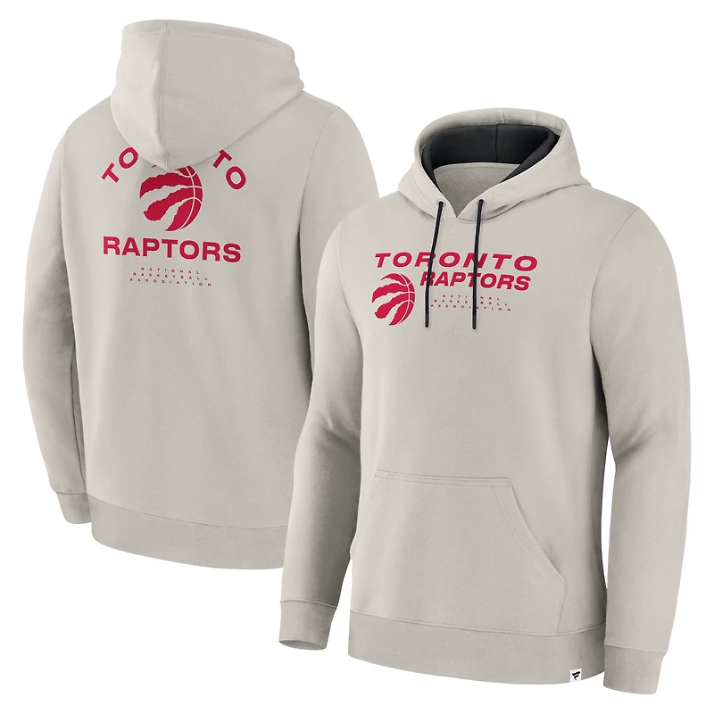 Men's Fanatics Off White Toronto Raptors Crossover Collection Blocked Shot Premium Pullover Hoodie