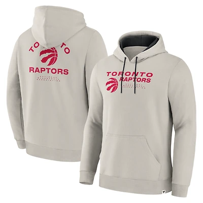 Men's Fanatics Off White Toronto Raptors Crossover Collection Blocked Shot Premium Pullover Hoodie