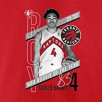 Men's Fanatics Scottie Barnes Red Toronto Raptors 2022 NBA Rookie of the Year T-Shirt