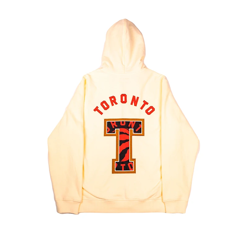 Chandail à capuchon glissière pleine longueur FISLL Toronto Raptors crème pour hommes