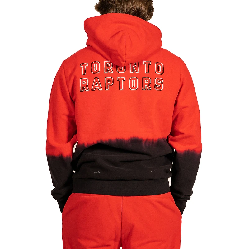 Men's FISLL Red Toronto Raptors Black Dip-Dye - Pullover Hoodie