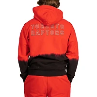 Men's FISLL Red Toronto Raptors Black Dip-Dye - Pullover Hoodie