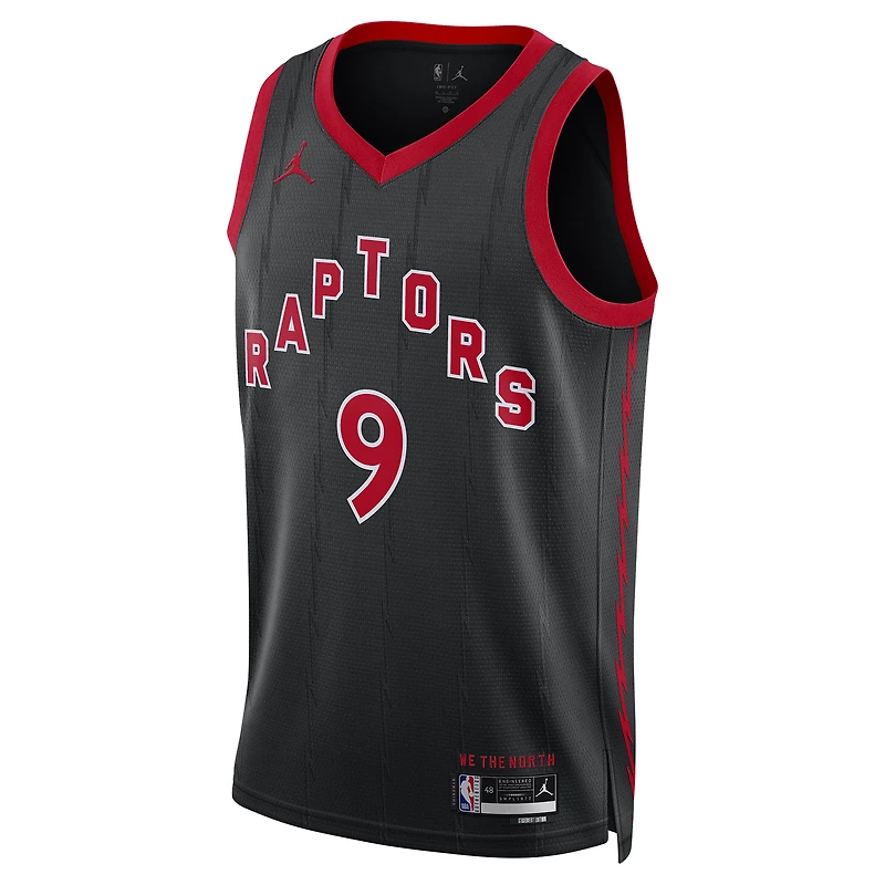 Maillot Jordan Brand RJ Barrett noir pour homme, réplique Swingman des Toronto Raptors - Édition Statement