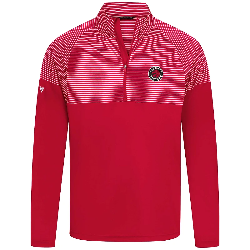 Men's Levelwear Red Toronto Raptors Classic Stripes Quarter-Zip Top