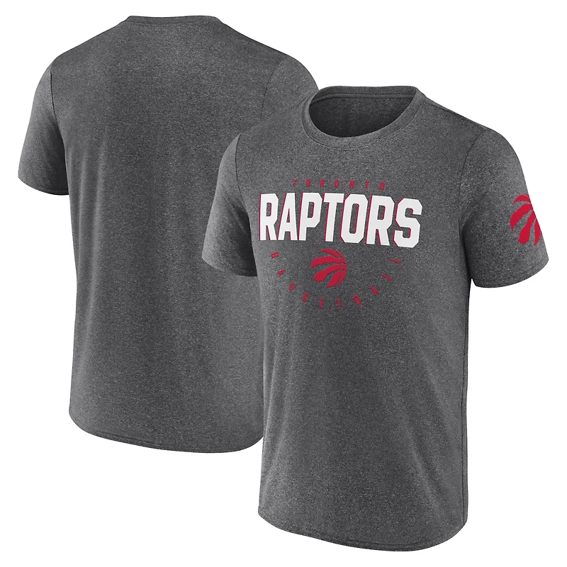 T-shirt d'entraînement pour homme avec logo Athletic Heather Charcoal des Toronto Raptors