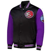 Men's Mitchell & Ness  Black Toronto Raptors Hardwood Classic Primetime Full-Snap Satin Jacket