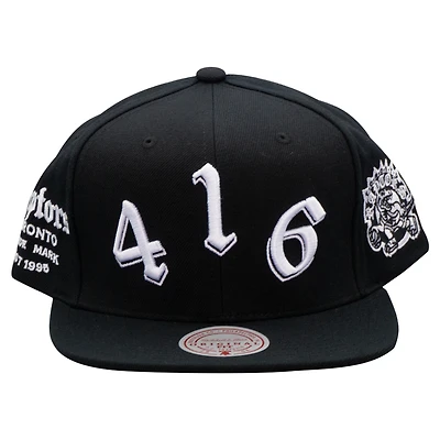 Men's Mitchell & Ness  Black Toronto Raptors Hello Darkness Area Code Snapback Hat