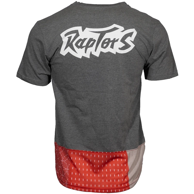 T-shirt pour homme Mitchell & Ness gris chiné Toronto Raptors Bandana Rug