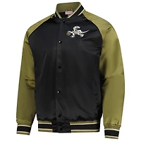 Men's Mitchell & Ness Olive/Black Toronto Raptors Clutch Satin Raglan Full-Snap Jacket