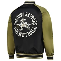 Men's Mitchell & Ness Olive/Black Toronto Raptors Clutch Satin Raglan Full-Snap Jacket