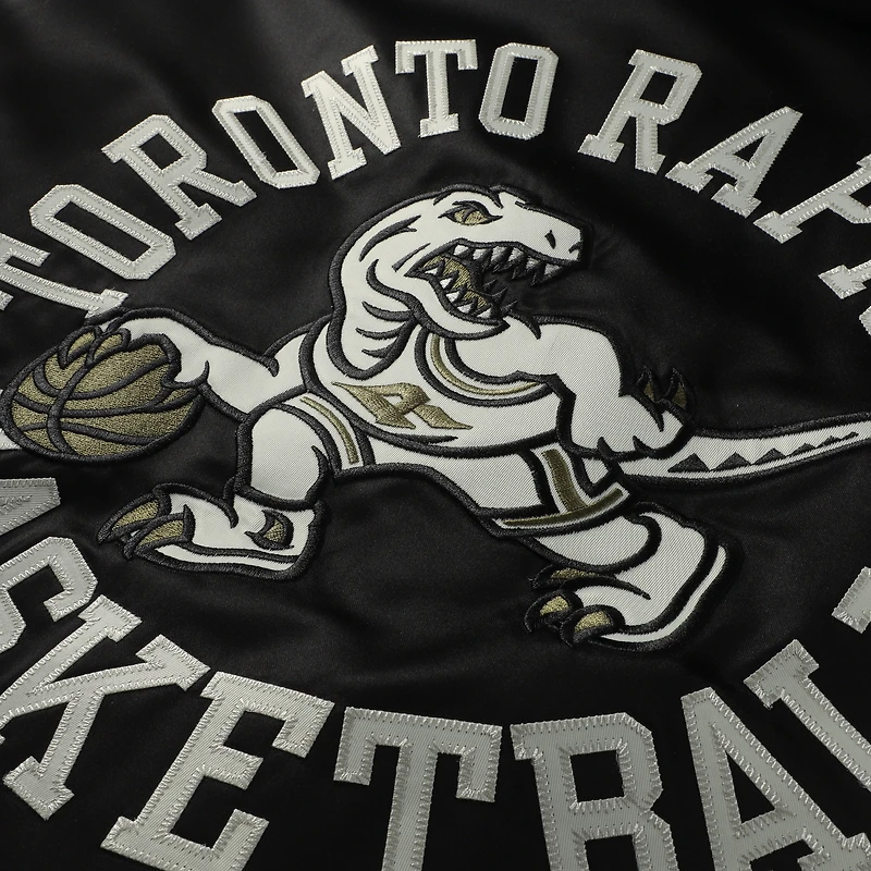 Men's Mitchell & Ness Olive/Black Toronto Raptors Clutch Satin Raglan Full-Snap Jacket