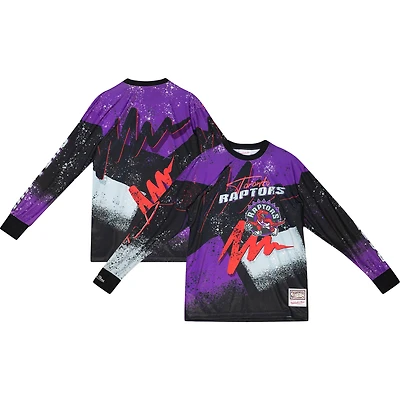 Men's Mitchell & Ness Purple Toronto Raptors Hardwood Classics Hyper Hoops Moto Long Sleeve - T-Shirt