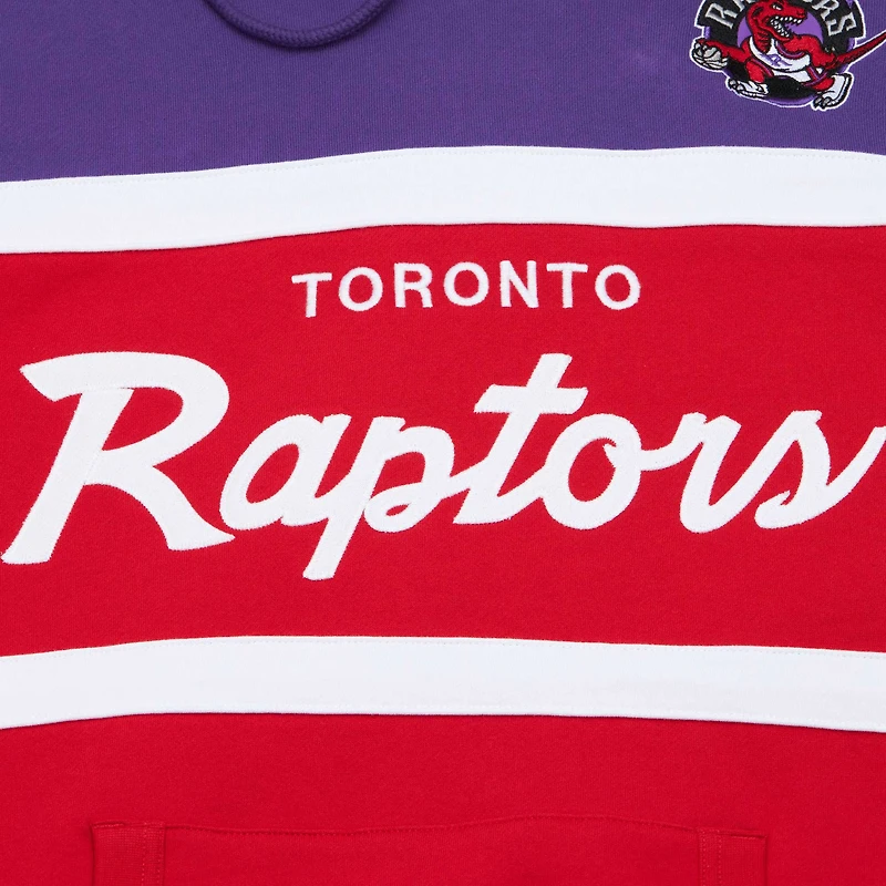 Chandail à capuchon d'entraîneur-chef des Raptors de Toronto rouge/violet Mitchell & Ness pour hommes