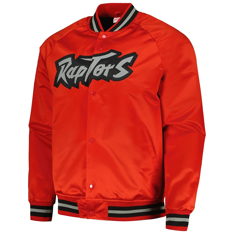 Veste rouge à bouton-pression Mitchell & Ness pour hommes des Raptors de Toronto Hardwood Classics Throwback Wordmark Raglan