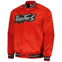 Veste rouge à bouton-pression Mitchell & Ness pour hommes des Raptors de Toronto Hardwood Classics Throwback Wordmark Raglan