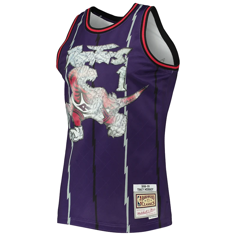 Maillot Swingman Diamond pour homme Mitchell & Ness Tracy McGrady violet des Toronto Raptors 1998/99 Hardwood Classics NBA 75th Anniversary