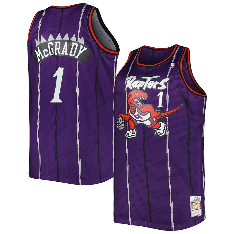Maillot Swingman Mitchell & Ness Tracy McGrady violet pour homme, collection Toronto Raptors, grandes tailles, Hardwood Classics 1998/99