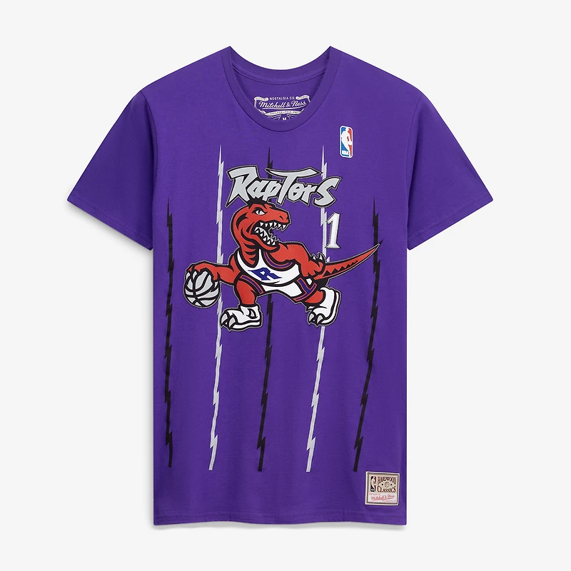 Men's Mitchell & Ness Tracy McGrady Purple Toronto Raptors Hardwood Classics Stitch Name Number T-Shirt