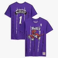 Men's Mitchell & Ness Tracy McGrady Purple Toronto Raptors Hardwood Classics Stitch Name Number T-Shirt