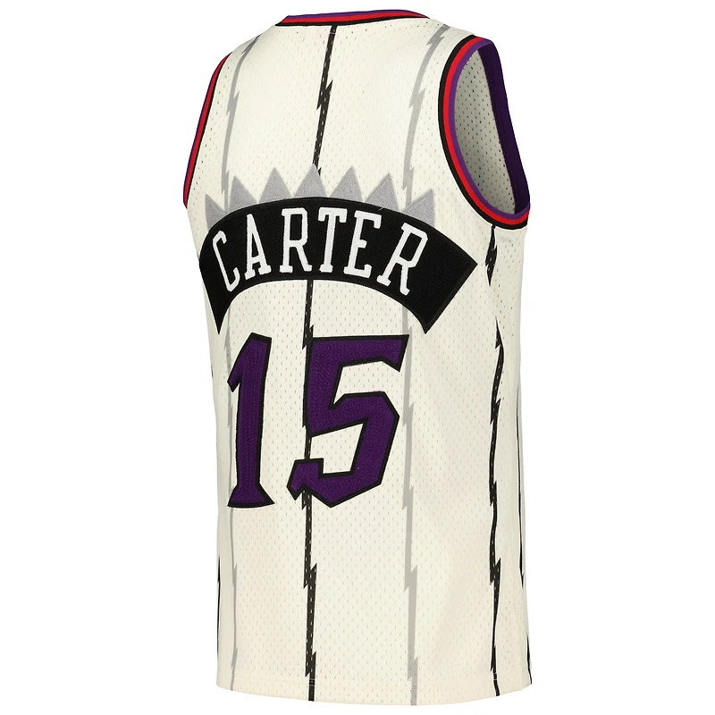 Maillot Swingman Mitchell & Ness Vince Carter crème Toronto Raptors Chainstitch pour hommes