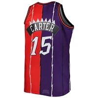 Men's Mitchell & Ness Vince Carter Purple/Red Toronto Raptors Big Tall Hardwood Classics 1998/99 Split Swingman Jersey