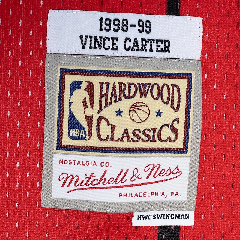 Men's Mitchell & Ness Vince Carter Purple/Red Toronto Raptors Hardwood Classics 1998/99 Split Swingman Jersey