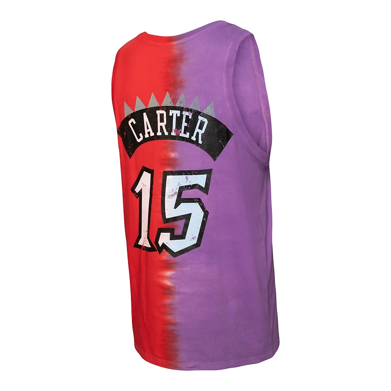 Mitchell & Ness Vince Carter pour homme Violet/Rouge Toronto Raptors Hardwood Classics Tie-Dye Nom et numéro - Débardeur