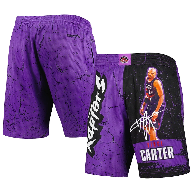 Mitchell & Ness Vince Carter pour homme Violet Toronto Raptors Hardwood Classics Player Burst Short