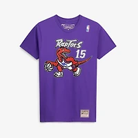 Men's Mitchell & Ness Vince Carter Purple Toronto Raptors Hardwood Classics Stitch Name Number T-Shirt
