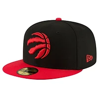 Casquette ajustée 59FIFTY 2 tons New Era pour hommes, noir/rouge, Toronto Raptors