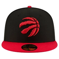 Casquette ajustée 59FIFTY 2 tons New Era pour hommes, noir/rouge, Toronto Raptors