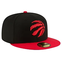 Casquette ajustée 59FIFTY 2 tons New Era pour hommes, noir/rouge, Toronto Raptors