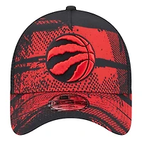 Men's New Era Black/Red Toronto Raptors Tip Off A-Frame Trucker 9FORTY Adjustable Hat