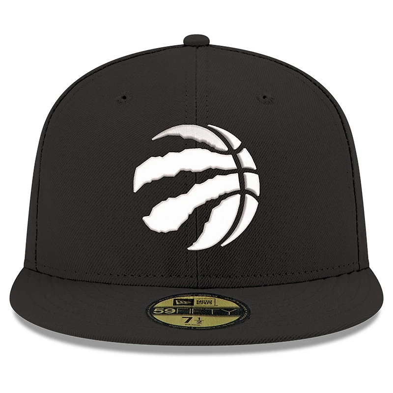 Casquette ajustée New Era 59FIFTY noire et blanche pour homme, Toronto Raptors