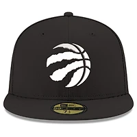 Casquette ajustée New Era 59FIFTY noire et blanche pour homme, Toronto Raptors
