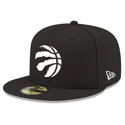 Casquette ajustée New Era 59FIFTY noire et blanche pour homme, Toronto Raptors