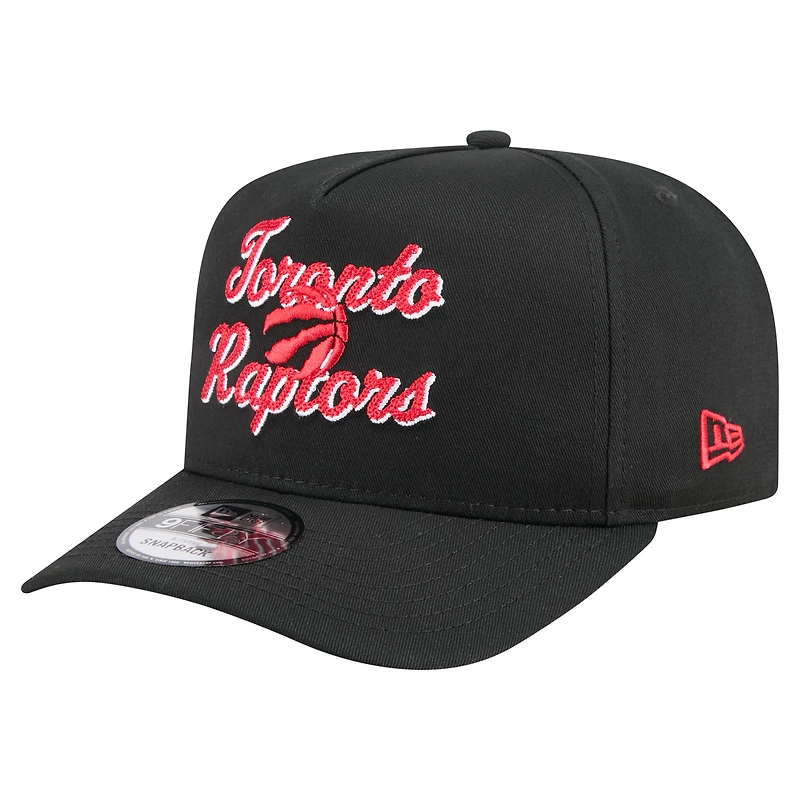 Men's New Era  Black Toronto Raptors 9FIFTY A-Frame Chainstitch Adjustable Hat